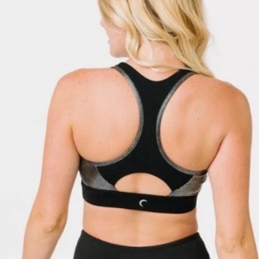 ZYIA Disco Black and Silver Sports Bra M Medium - Picture 2 of 6